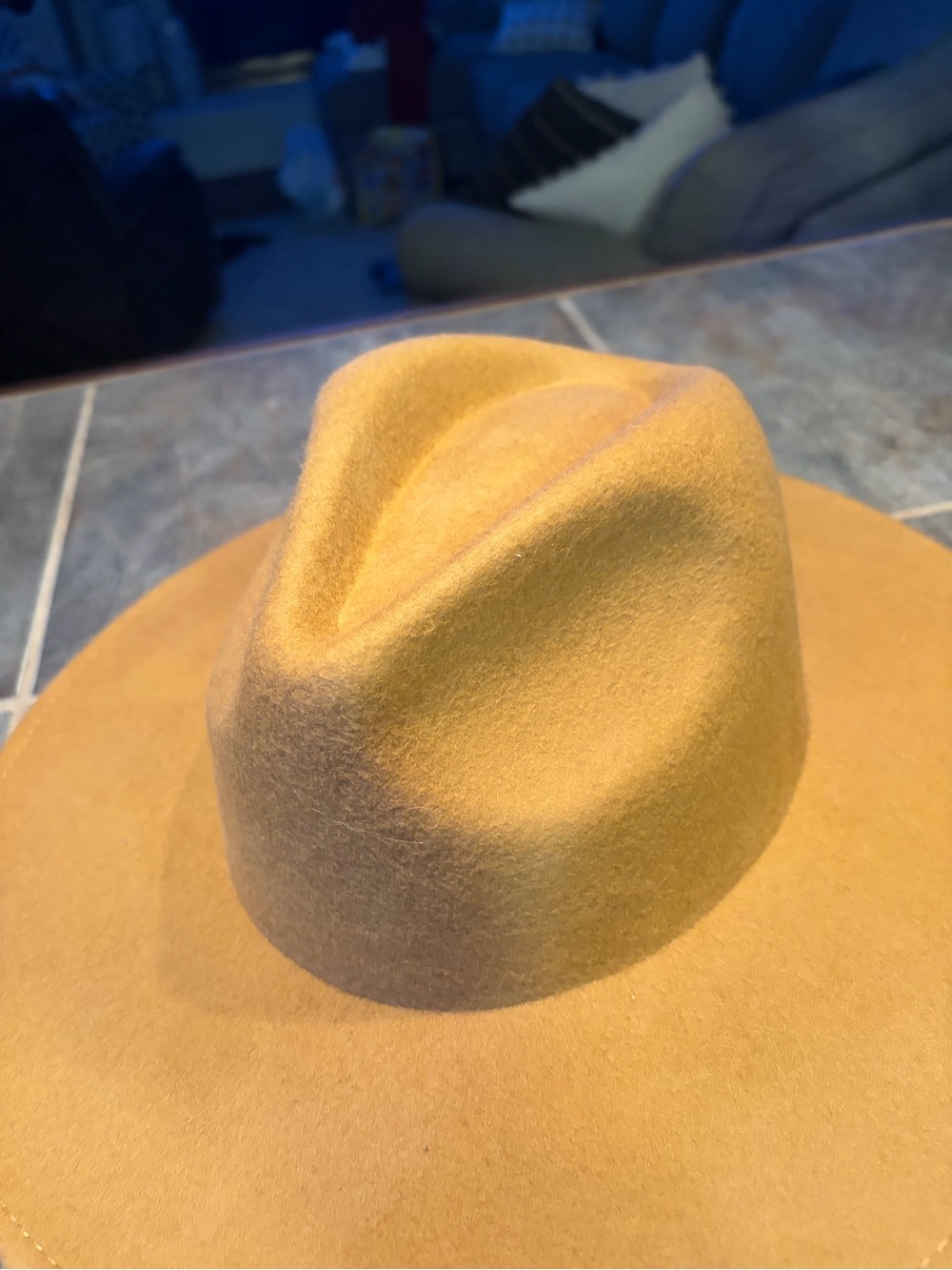 Women's Wool Felt Fedora Hat - Camel color , like new